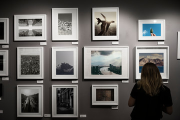 Woman in an art exhibition