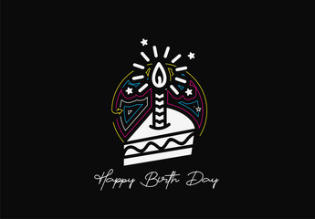 Birthday cake icon vector illustration. Happy birthday