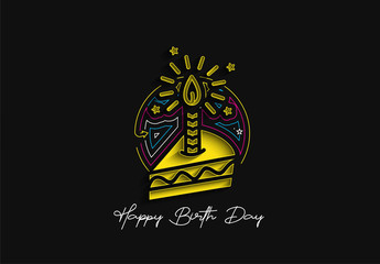 Birthday cake icon vector illustration. Happy birthday