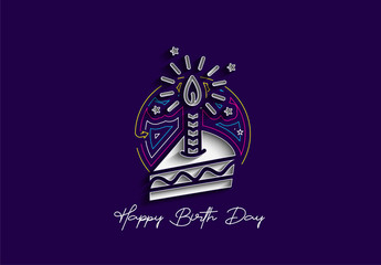 Birthday cake icon vector illustration. Happy birthday
