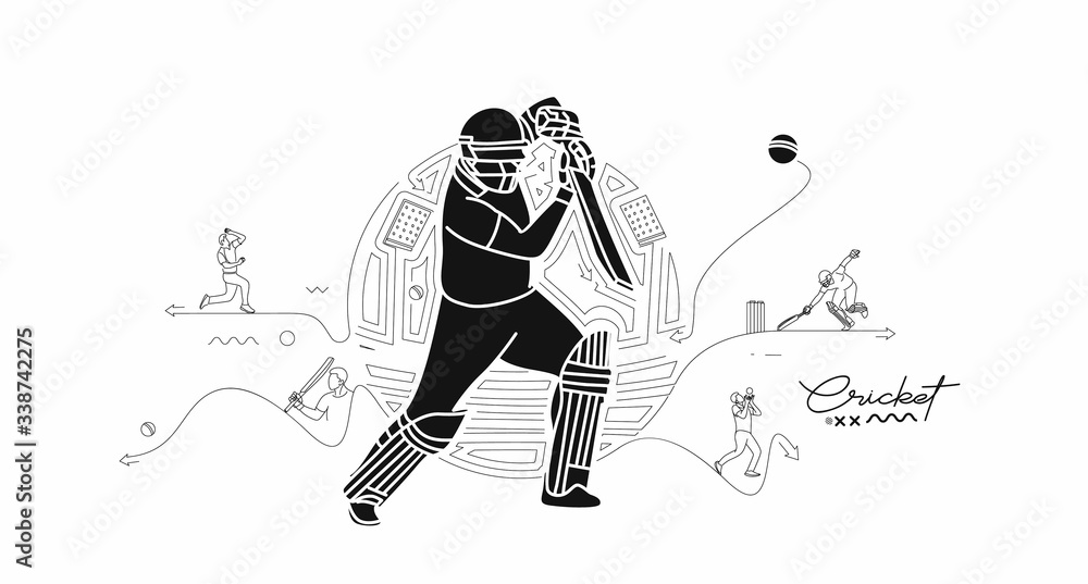 Wall mural cricket banner batsman championship background.