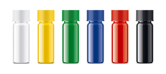 Colored Bottles set. Non-transparent Glossy version. 