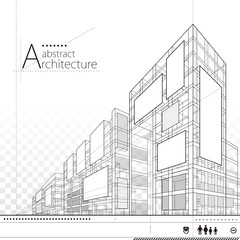 Architecture abstract building construction perspective design,abstract modern urban building line drawing. - 338742620
