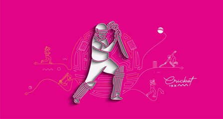 Cricket banner batsman championship background.