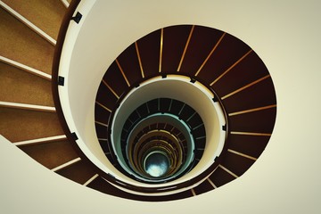High Angle View Of Spiral Staircase Of Building