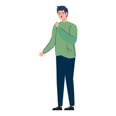 Obraz premium man with cough sick of covid 19 vector illustration design