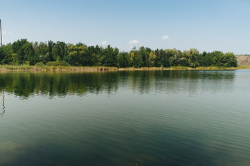 Pond. Ecological concept. Summertime