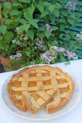 jam pie tart with flower of the garden