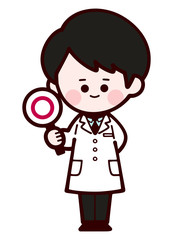 Doctor wearing laboratory coat / man / quiz correct