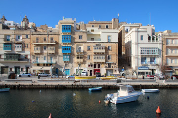 quay and buildings in senglea in malta