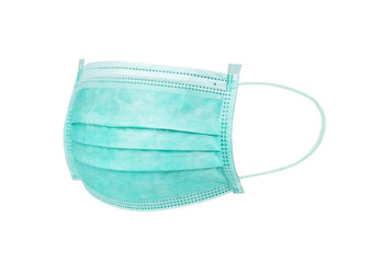 surgical mask wear protect contagious disease covid19 on white background clipping path