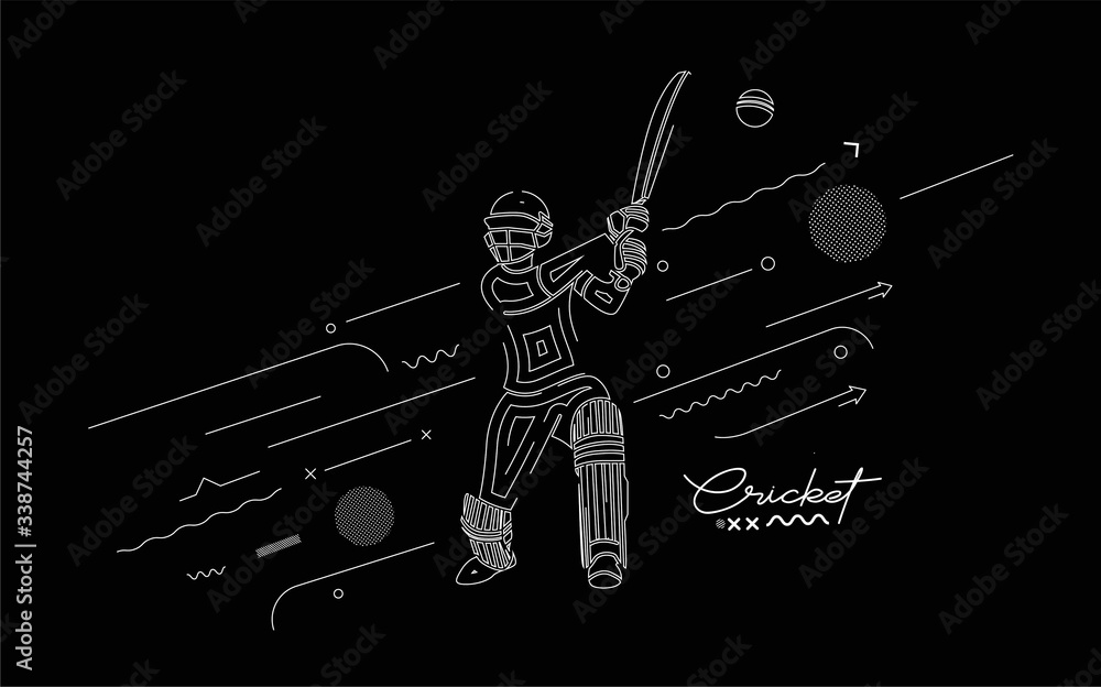 Wall mural Cricket banner batsman championship background.