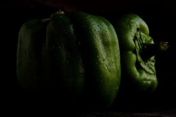 Close up of Bell Pepper-Capsicum Annuum on a black background 