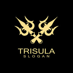 Trident design vector and poseidon icon illustration template