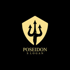 Trident design vector and poseidon icon illustration template