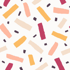 Multicolor confetti seamless pattern. Colorful abstract background. Hand drawn vector illustration.