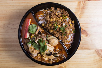 Asian chicken noodles soup