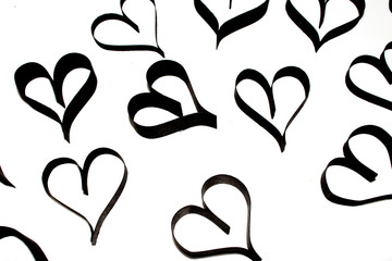 Black Paper Card Heart Shapes on White Background