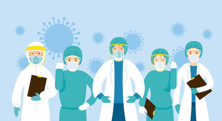 Fototapeta premium Doctors and Nurses Fight Against Covid-19, Coronavirus Disease, Healthcare and Medical