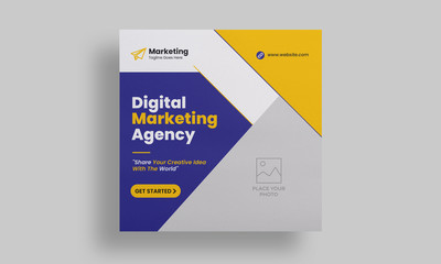 Marketing Social Media Web Banner Template with Square Flyer, poster