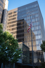 skyscraper and flag at sacramento city, california