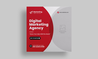 Digital Business Marketing Social Media post template  with Square Flyer
