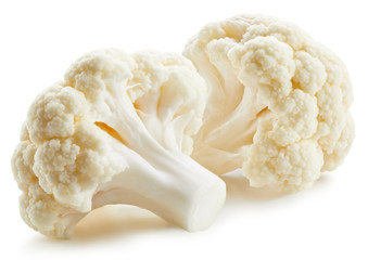 Organic cauliflower with clipping path isolated on a white background