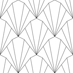 Art Deco Pattern. Fanning seamless black and white background