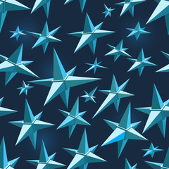 Seamless vector background with abstract shapes as ice crystals or cold stars
