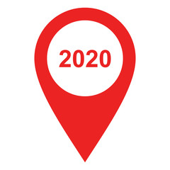 Jahr 2020 und Kartenmarkierung