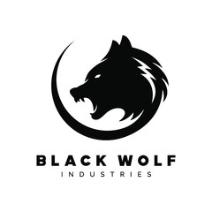 black wolf logo vector illustration, Design element for logo, poster, card, banner, emblem, t shirt. Vector illustration - obrazy, fototapety, plakaty