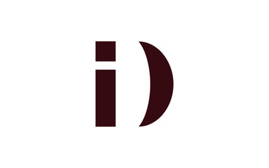 DI or ID and D or I Uppercase Letter Initial Logo Design, Vector Template