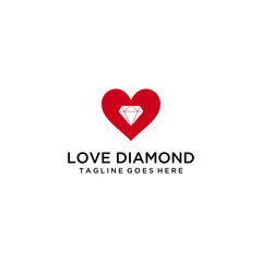 Creative luxury modern stylist Diamond with heart sign logo design vector