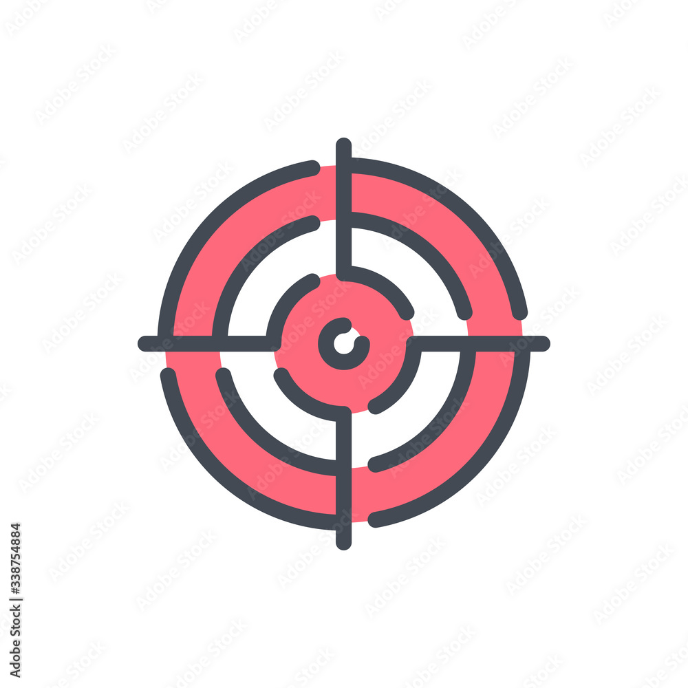 Poster target color line icon. bullseye vector outline colorful sign.