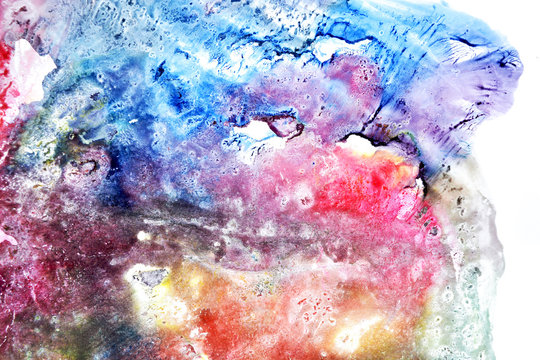 Astrect watercolor texture on a white background. Blue, pink, lilac colors.