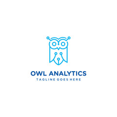 Creative modern simple owl analytic sign technology logo design template
