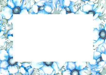 Fototapeta na wymiar blue anemones background