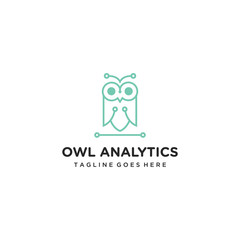 Creative modern simple owl analytic sign technology logo design template