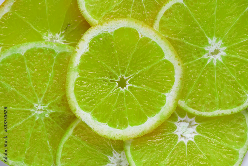 Canvas Prints Closeup of sliced lime textured background - Canvas Prints
