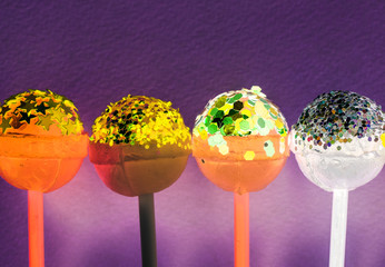 Closeup of different flovoured lollipop