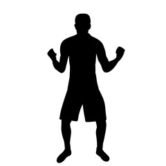 white background, black silhouette man rejoices