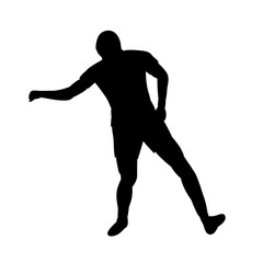vector, white background, black silhouette male athlete
