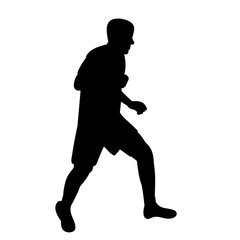 Fototapeta na wymiar vector, white background, black silhouette of a man running