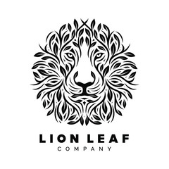 lion leaf logo vector illustration, Design element for logo, poster, card, banner, emblem, t shirt. Vector illustration