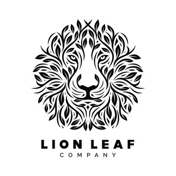 lion leaf logo vector illustration, Design element for logo, poster, card, banner, emblem, t shirt. Vector illustration