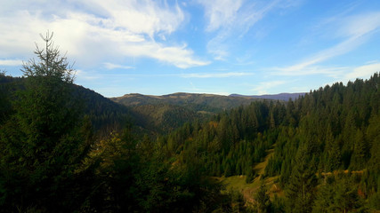 
autumn mountains dry grass on the slopes yellowing leaves