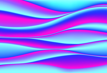 Abstract background of waves of holographic and neon colors
