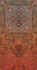 Naklejka premium Experimental art with intricate and colorful abstract patterns created digitally with added noise and pixelation for more complexity. Suitable for psychedelic-themed artwork