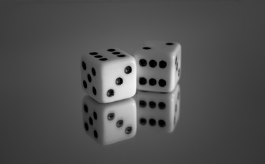 Detail of dice on glass