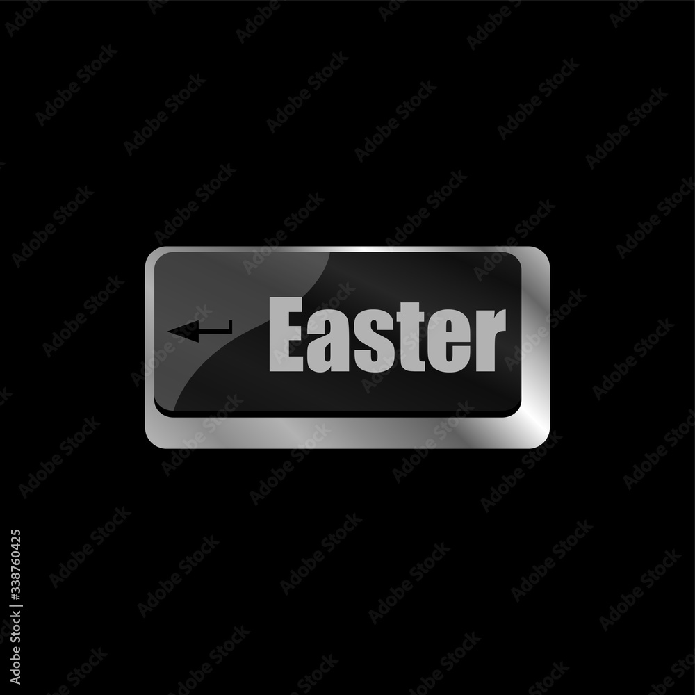 Poster easter text button on computer keyboard keys